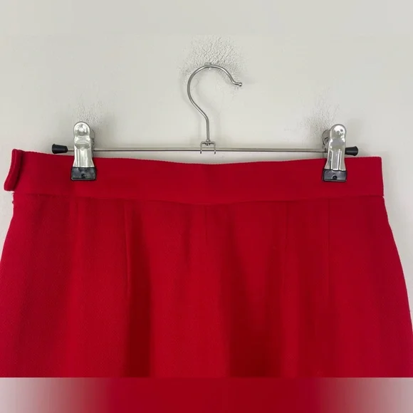 Vintage 90s Red Wool Wide Leg Trousers Carolyn Bessette Style Size 6 Carlisle - Picture 4 of 6